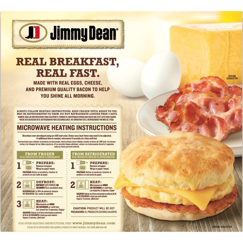 slide 2 of 10, Jimmy Dean Bacon Egg & Cheese Frozen Biscuit Sandwiches - 4ct, 4 ct