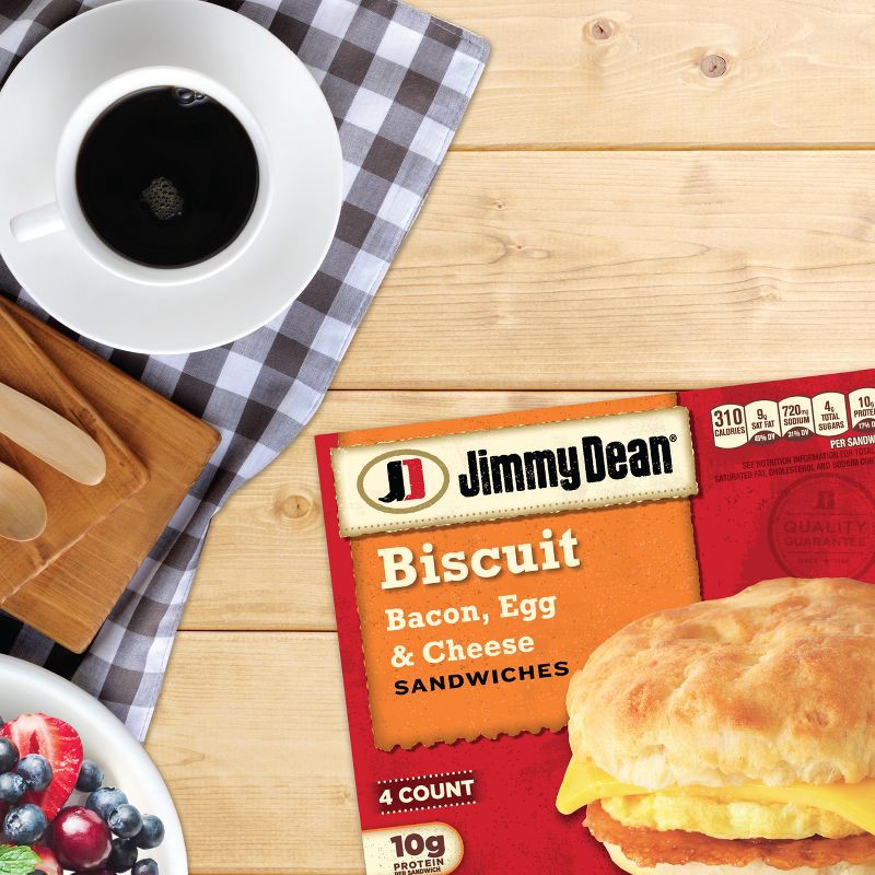 slide 3 of 10, Jimmy Dean Bacon Egg & Cheese Frozen Biscuit Sandwiches - 4ct, 4 ct