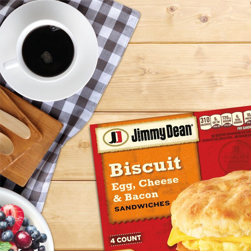 slide 4 of 10, Jimmy Dean Bacon Egg & Cheese Frozen Biscuit Sandwiches - 4ct, 4 ct