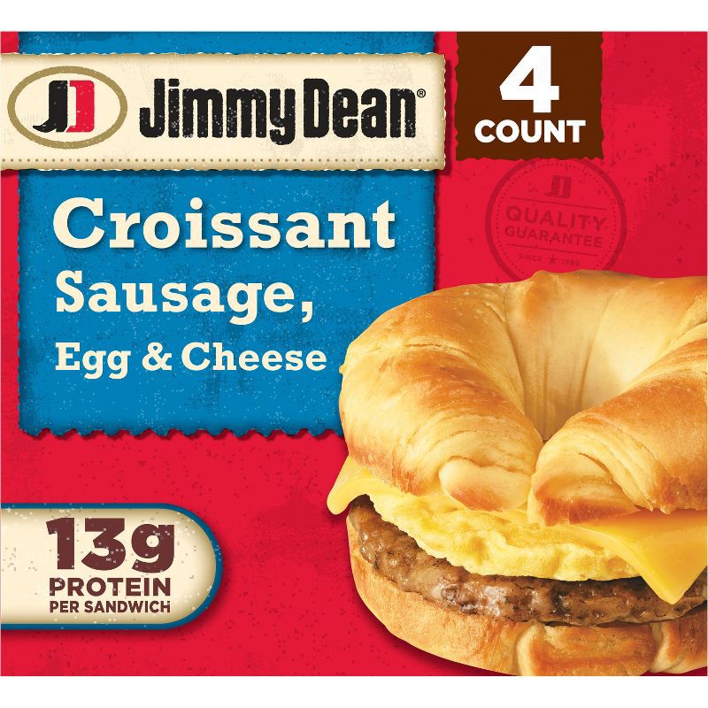 slide 1 of 11, Jimmy Dean Sausage Egg & Cheese Frozen Croissant Sandwiches - 4ct, 4 ct