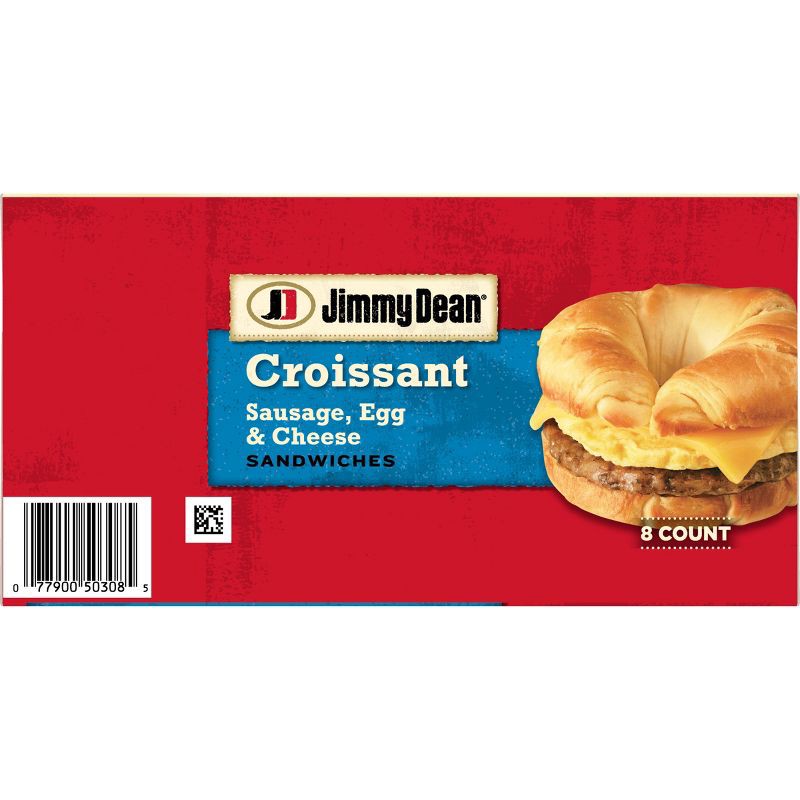 slide 12 of 13, Jimmy Dean Sausage, Egg, & Cheese Frozen Croissant - 36oz/8ct, 8 ct; 36 oz