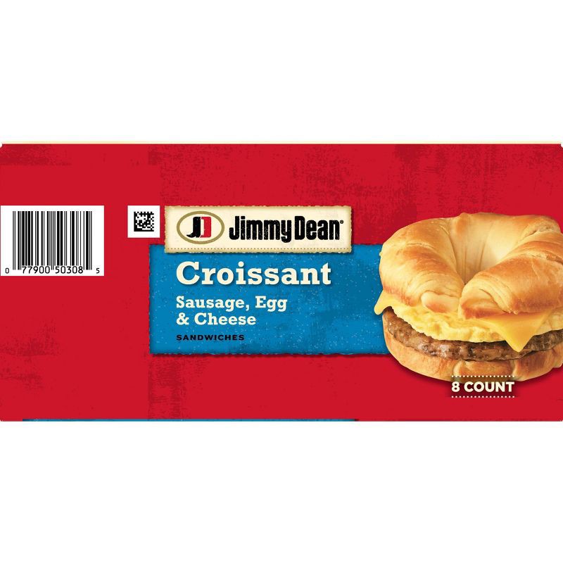 slide 12 of 13, Jimmy Dean Sausage, Egg, & Cheese Frozen Croissant - 36oz/8ct, 8 ct; 36 oz