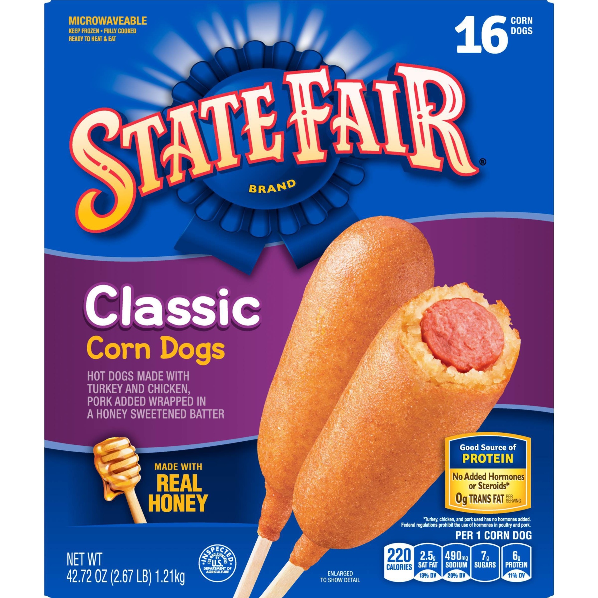 slide 1 of 8, State Fair Classic Frozen Corn Dogs, 42.72 oz, 16 ct