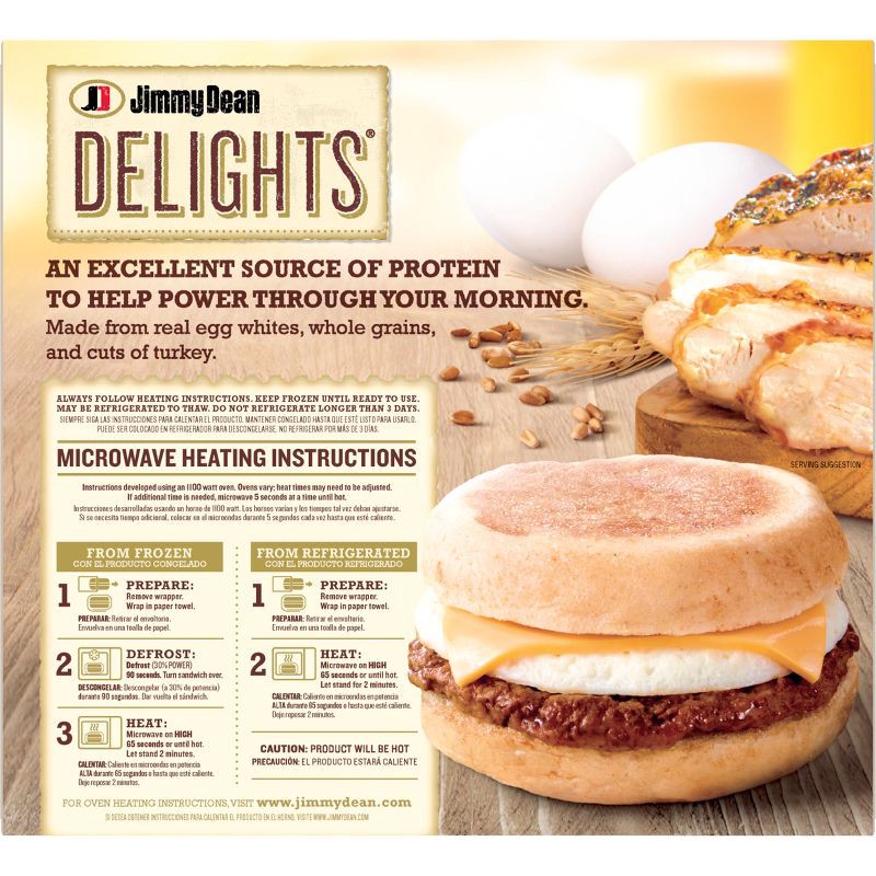 slide 2 of 8, Jimmy Dean Delights Turkey Sausage, Egg Whites, & Cheese Frozen English Muffin - 4ct, 4 ct