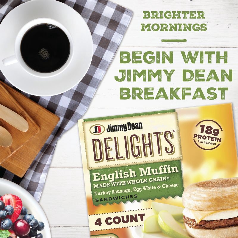 slide 2 of 8, Jimmy Dean Delights Turkey Sausage, Egg Whites, & Cheese Frozen English Muffin - 4ct, 4 ct