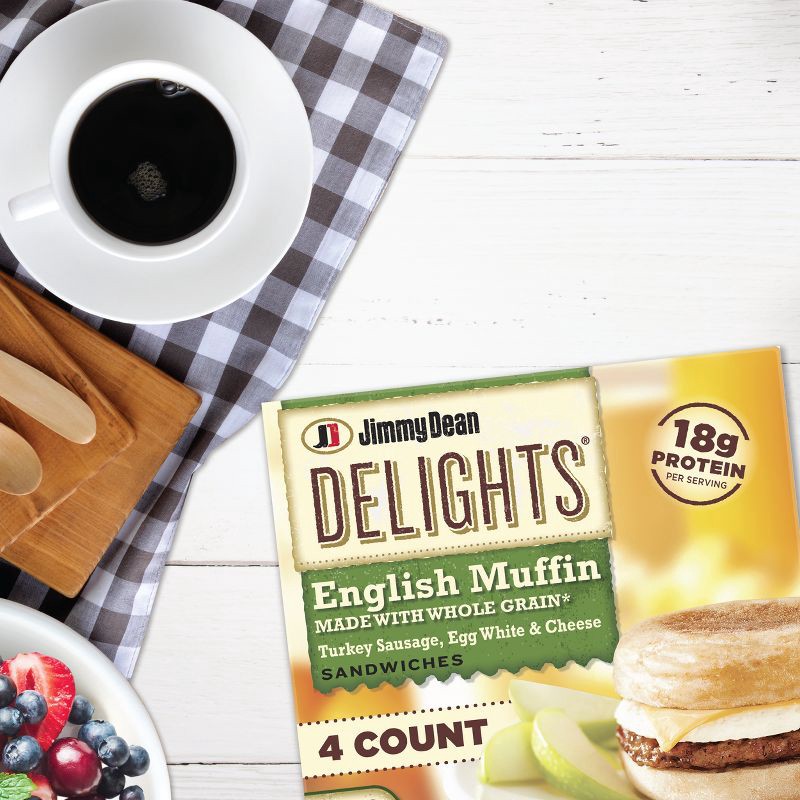 slide 3 of 8, Jimmy Dean Delights Turkey Sausage, Egg Whites, & Cheese Frozen English Muffin - 4ct, 4 ct