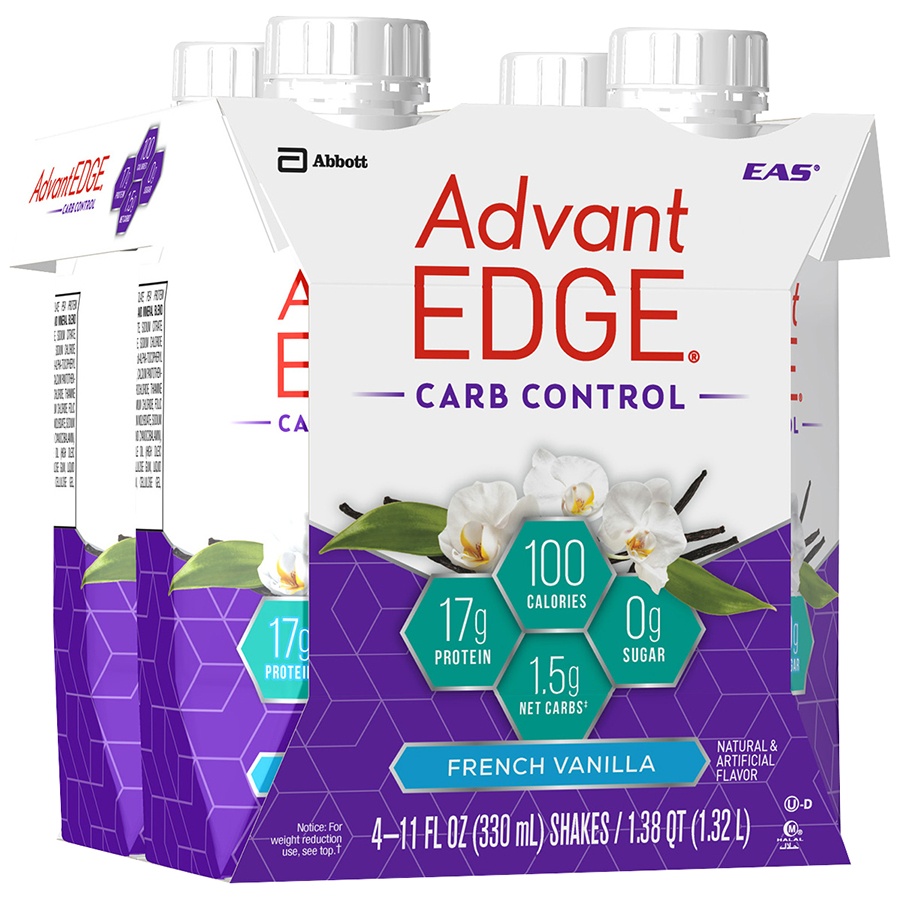slide 2 of 6, Advant EDGE Carb Control Protein Shake - French Vanilla, 4 ct; 11 oz