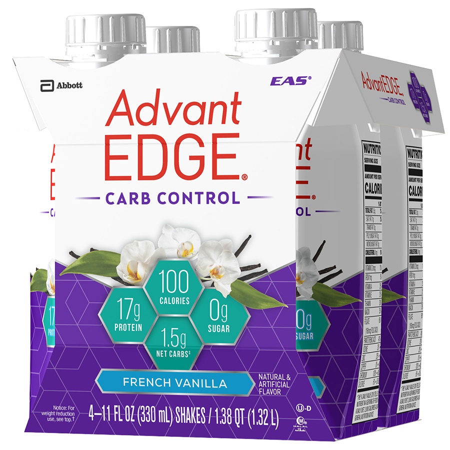 slide 3 of 6, Advant EDGE Carb Control Protein Shake - French Vanilla, 4 ct; 11 oz