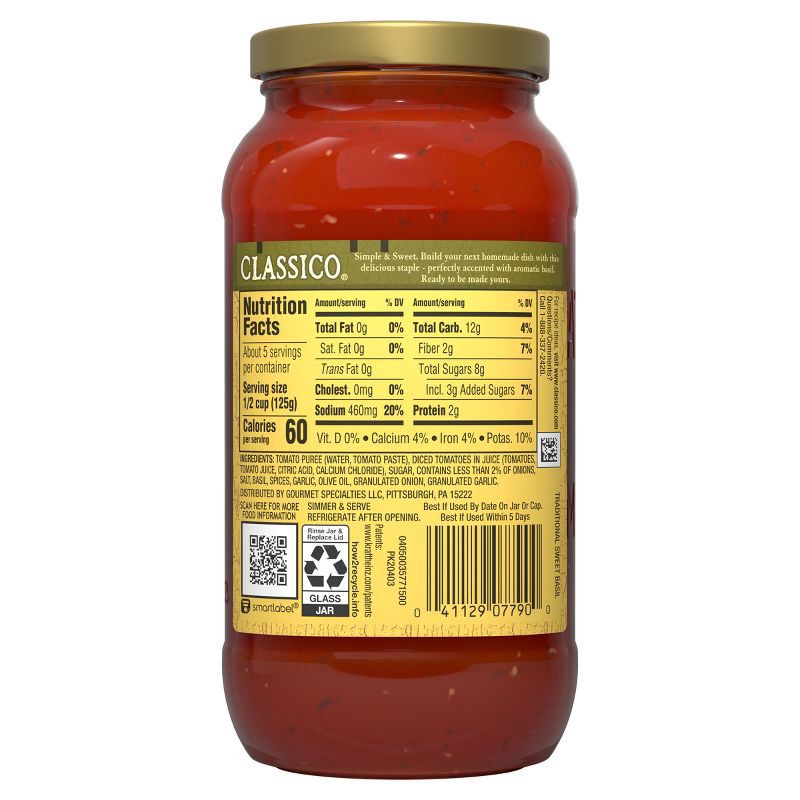 slide 8 of 9, Classico Traditional Sweet Basil Pasta Sauce 24oz, 24 oz