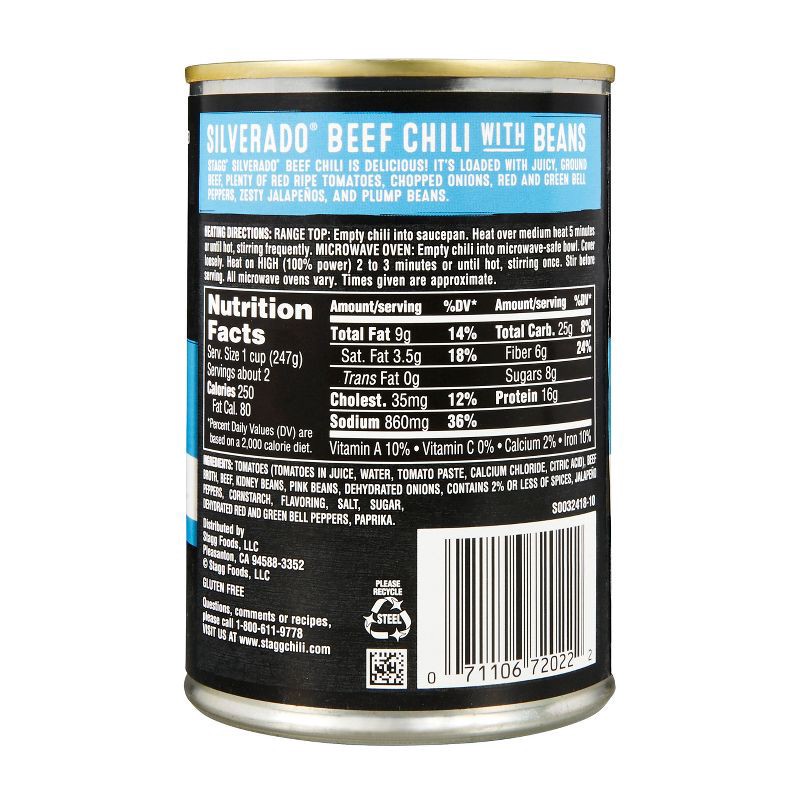 slide 3 of 7, Stagg Chili Gluten Free Silverado Beef Chili with Beans - 15oz, 15 oz