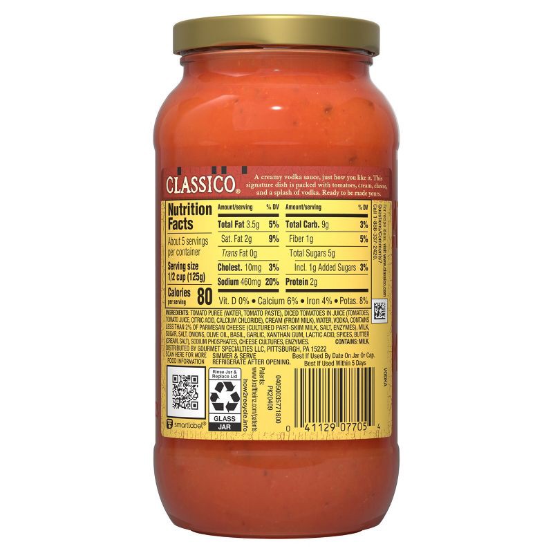 slide 8 of 10, Classico Signature Recipes Vodka Pasta Sauce - 24oz, 24 oz