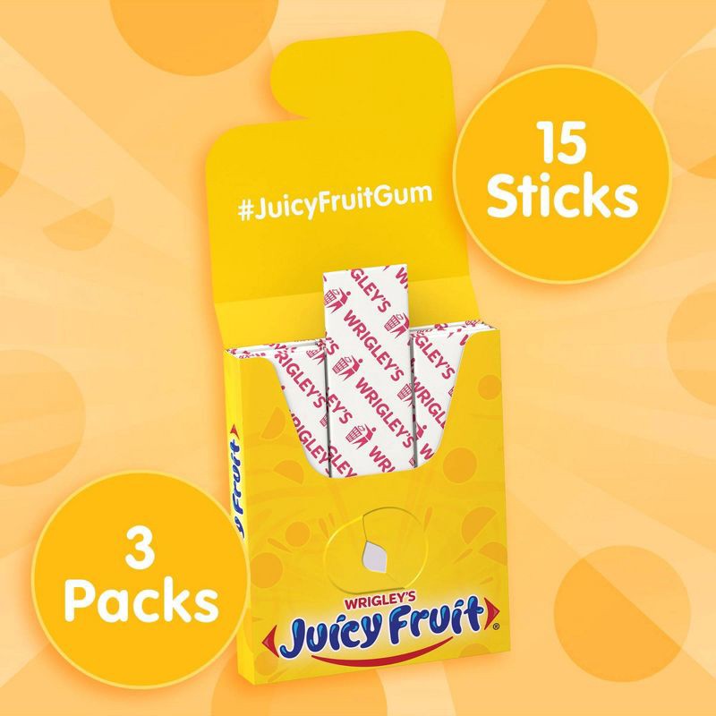 slide 4 of 8, Juicy Fruit Gum - 15 sticks/3pk, 3 ct