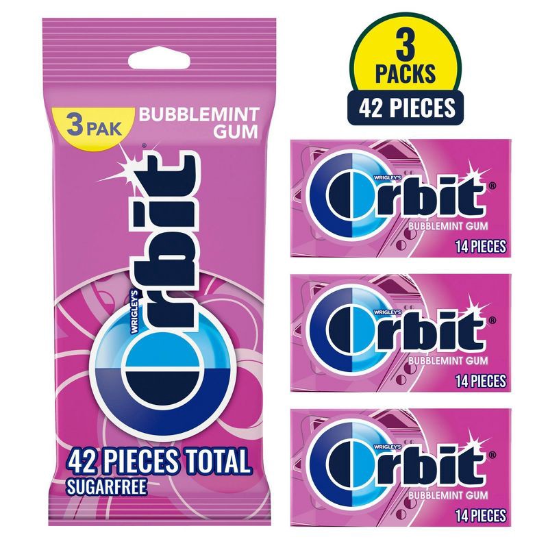 slide 10 of 10, Orbit Sugar-Free Bubblemint Gum Multipack - 14ct/3pk, 14 ct, 3 ct