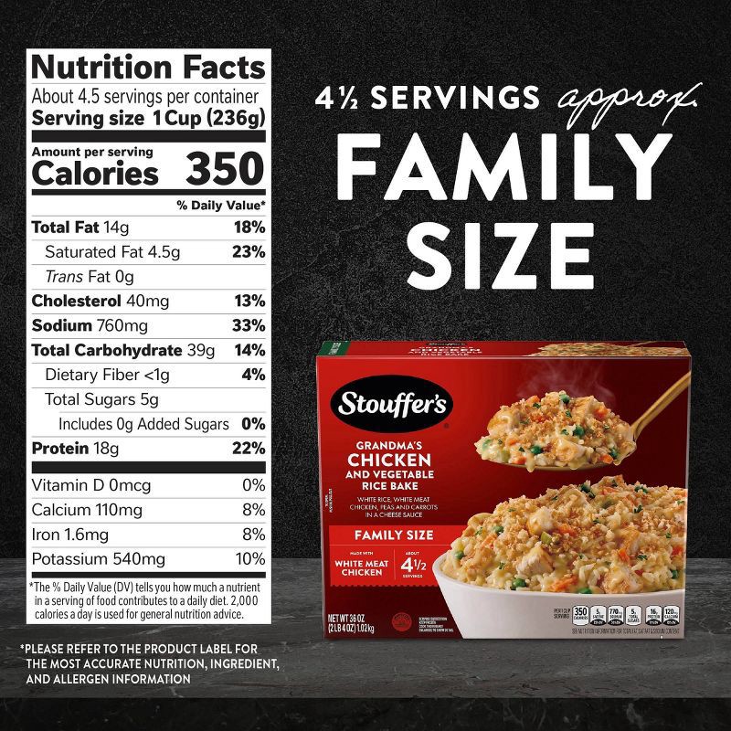 slide 7 of 8, Stouffer's Grandma's Chicken & Vegetable Rice Bake Meal Frozen Dinner - 36oz, 36 oz