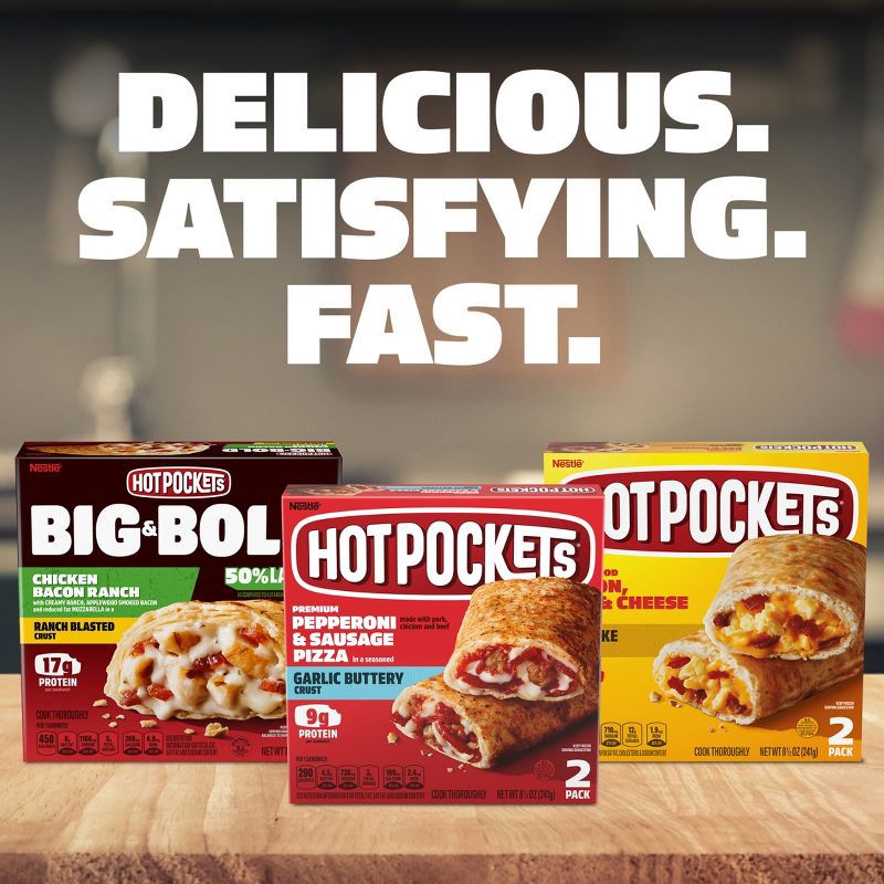 slide 9 of 14, Hot Pockets Hickory Ham & Cheddar Frozen Snacks - 9oz/2ct, 2 ct; 9 oz