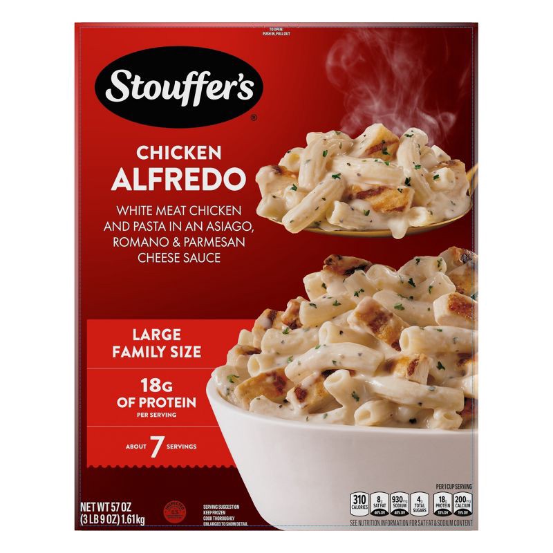 slide 1 of 9, Stouffer's Family Size Frozen Chicken Alfredo Pasta Meal - 57oz, 57 oz