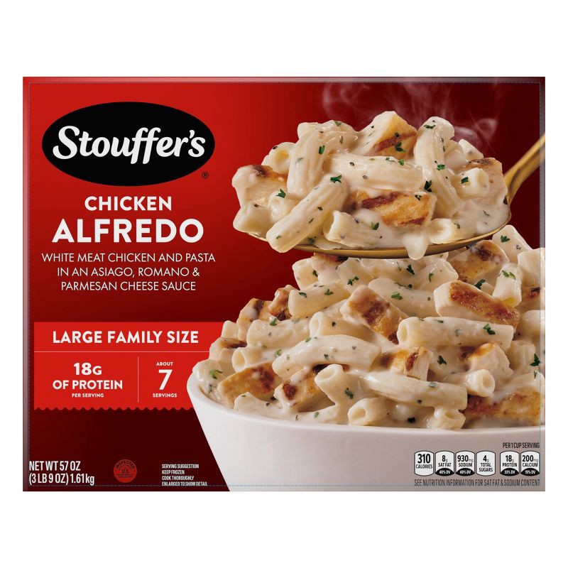 slide 8 of 9, Stouffer's Chicken Alfredo Pasta Meal Family Size Frozen Dinner - 57oz, 57 oz