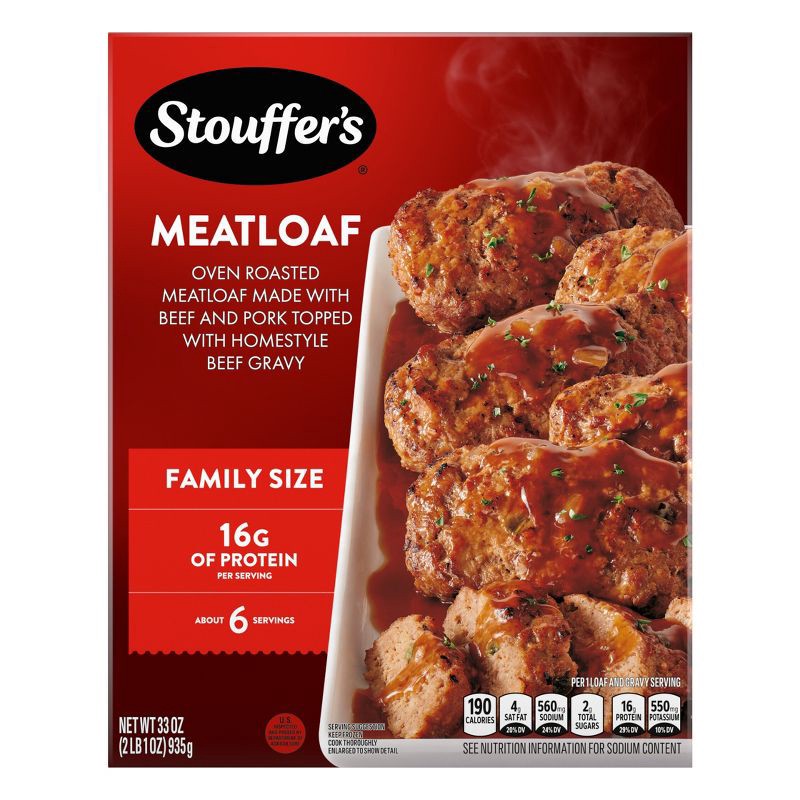 slide 12 of 17, Stouffer's Meatloaf Family Size Frozen Dinner - 33oz, 33 oz