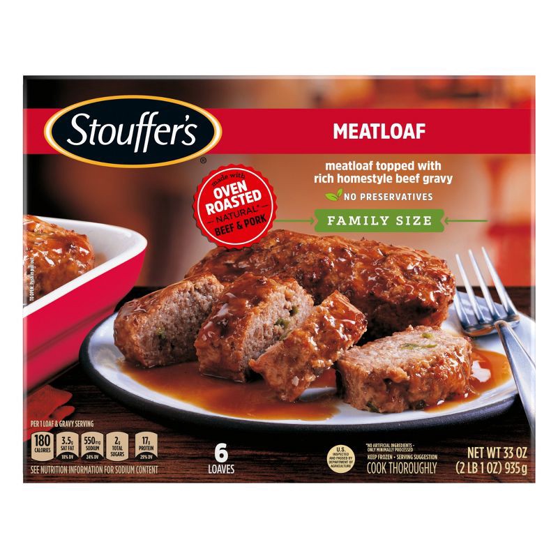 slide 1 of 17, Stouffer's Meatloaf Family Size Frozen Dinner - 33oz, 33 oz