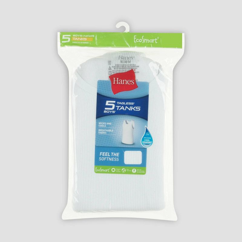 slide 2 of 4, Hanes Boys' Solid 5pk Ribbed Tank - White S, 5 ct