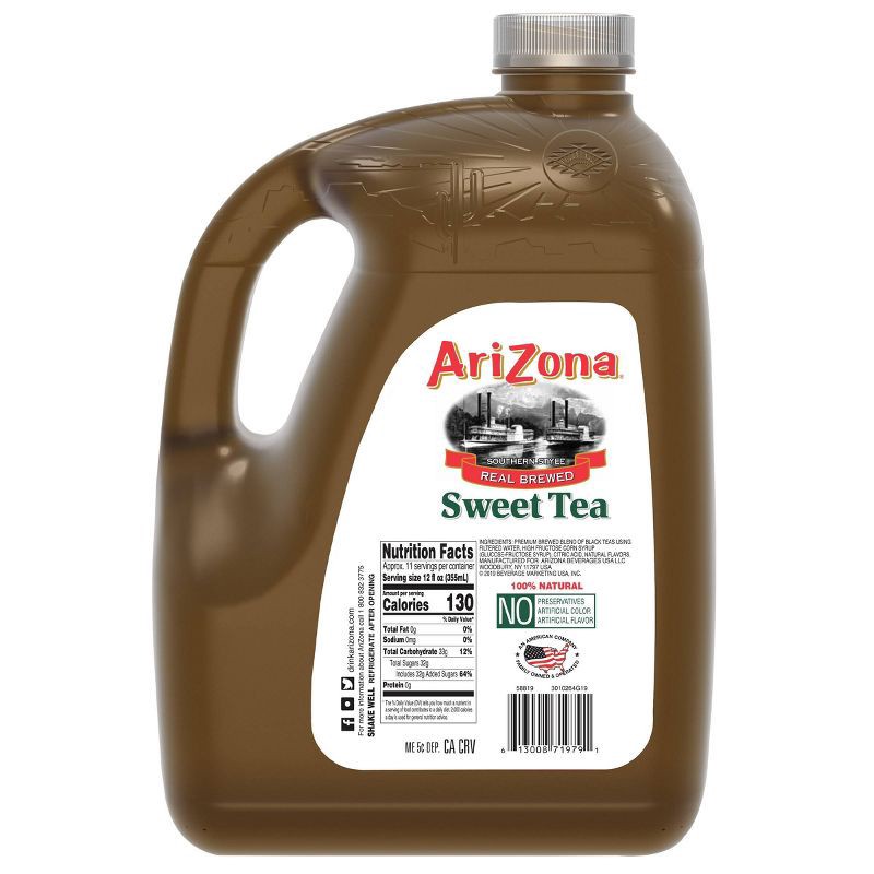 slide 2 of 3, AriZona Southern Style Real Brewed Sweet Tea - 128 fl oz Jug, 128 fl oz