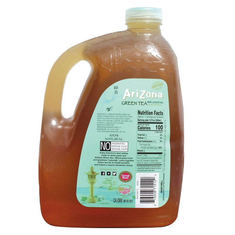 slide 3 of 4, AriZona Green Tea with Ginseng and Honey - 128 fl oz Jug, 128 fl oz