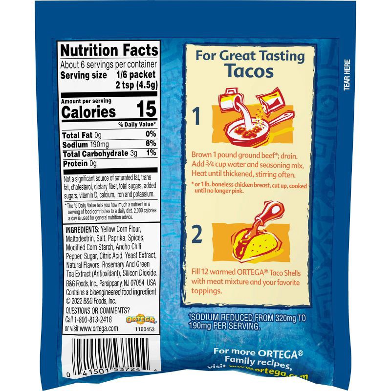slide 10 of 12, Ortega Taco Seasoning Mix 40% Less Sodium 1oz, 1 oz