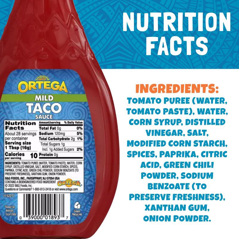 slide 7 of 8, Ortega Original Thick & Smooth Mild Taco Sauce 16-oz., 1 ct