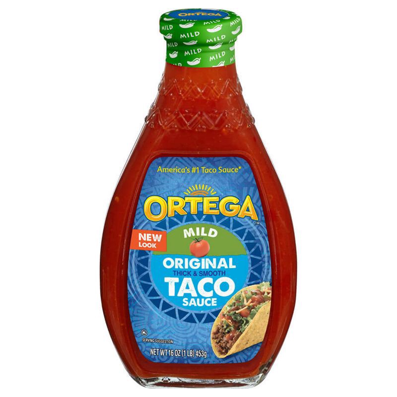 slide 1 of 8, Ortega Original Thick & Smooth Mild Taco Sauce 16-oz., 1 ct