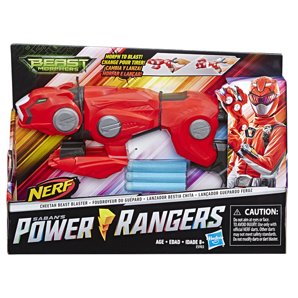 slide 1 of 16, Power Rangers Beast Morphers Cheetah Beast Blaster Red Ranger Roleplay Toy, Includes 3 Nerf Darts, 1 ct