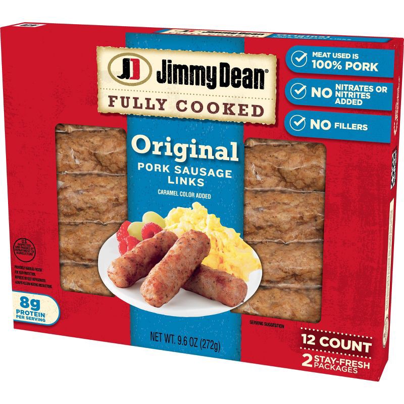 slide 4 of 8, Jimmy Dean Original Fully Cooked Pork Sausage Links - 9.6oz/12ct, 12 ct; 9.6 oz