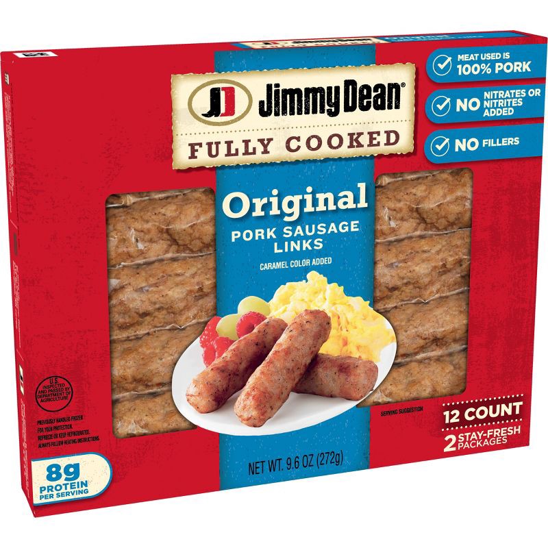 slide 6 of 8, Jimmy Dean Original Fully Cooked Pork Sausage Links - 9.6oz/12ct, 12 ct; 9.6 oz