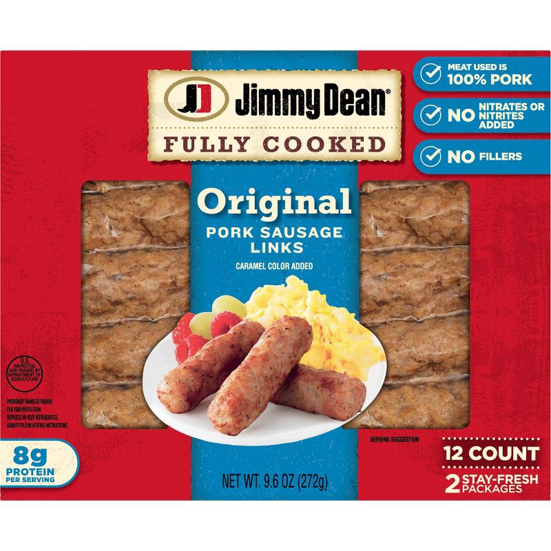 slide 1 of 6, Jimmy Dean Original Fully Cooked Pork Sausage Links - 9.6oz/12ct, 12 ct; 9.6 oz