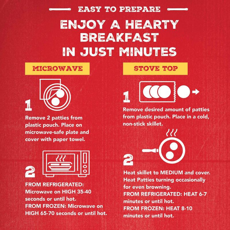 slide 5 of 5, Jimmy Dean Original Fully Cooked Pork Sausage Patties - 9.6oz/8ct, 8 ct; 9.6 oz