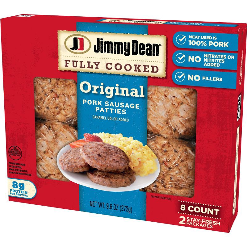 slide 8 of 12, Jimmy Dean Original Fully Cooked Pork Sausage Patties - 9.6oz/8ct, 8 ct; 9.6 oz