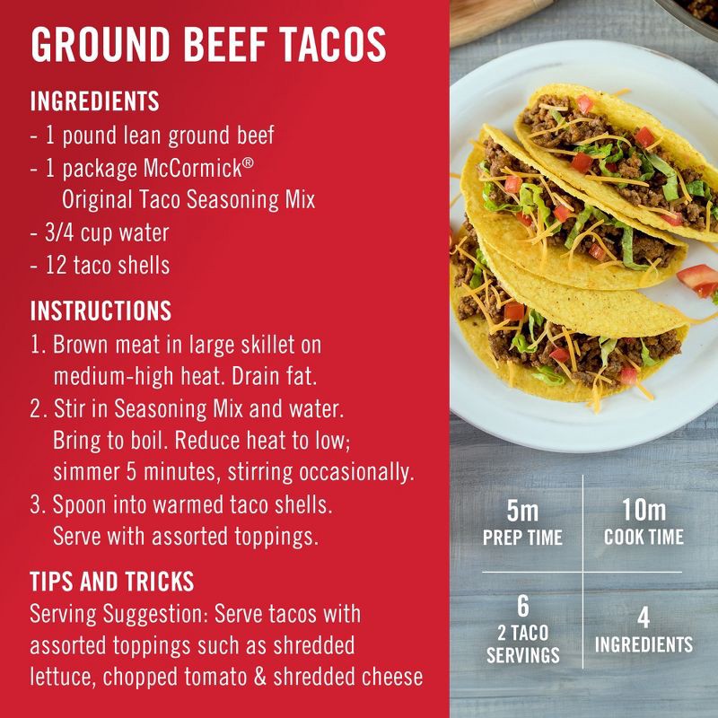 slide 7 of 20, McCormick Original Taco Seasoning Mix -1oz, 1 oz