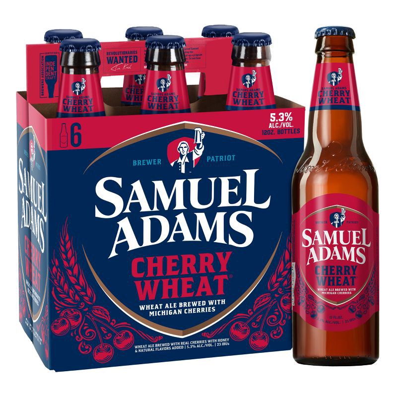 slide 1 of 6, Samuel Adams Cherry Wheat Beer - 6pk/12 fl oz Bottles, 6 ct; 12 fl oz