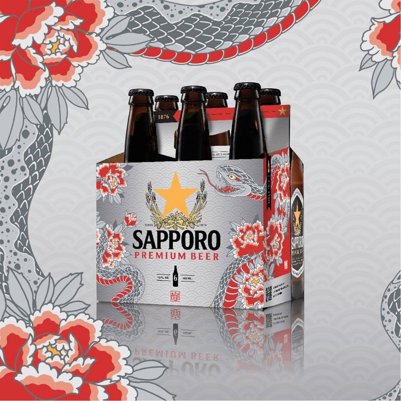 slide 2 of 3, Sapporo Premium Beer - 6pk/12 fl oz Bottles, 6 ct; 12 fl oz