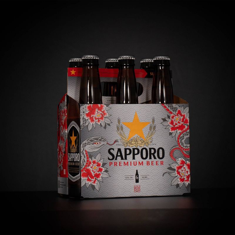 slide 3 of 3, Sapporo Premium Beer - 6pk/12 fl oz Bottles, 6 ct; 12 fl oz