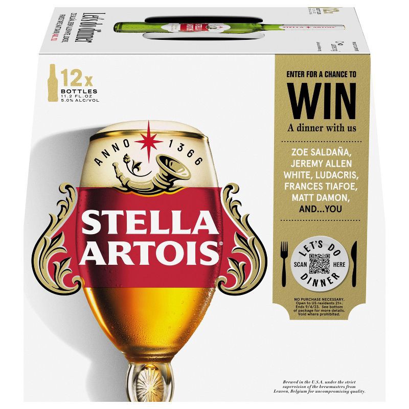 slide 12 of 12, Stella Artois Belgian Beer - 12pk/11.2 fl oz Bottles, 12 ct, 11.2 fl oz