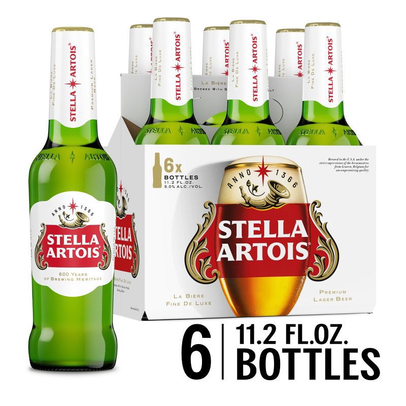 slide 2 of 8, Stella Artois Premium Lager Beer - 6pk/11.2 fl oz Bottles, 6 ct; 11.2 fl oz