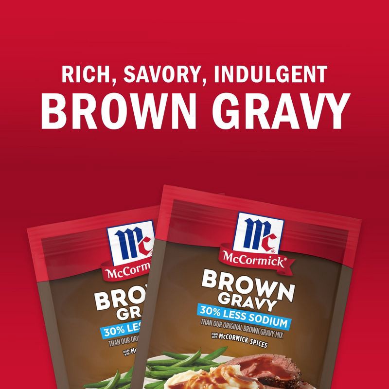 slide 12 of 21, McCormick 30% Less Sodium Brown Gravy Mix - 0.87oz, 0.87 oz
