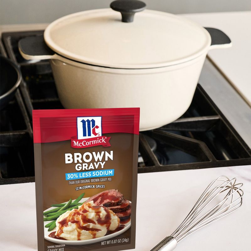 slide 15 of 21, McCormick 30% Less Sodium Brown Gravy Mix - 0.87oz, 0.87 oz