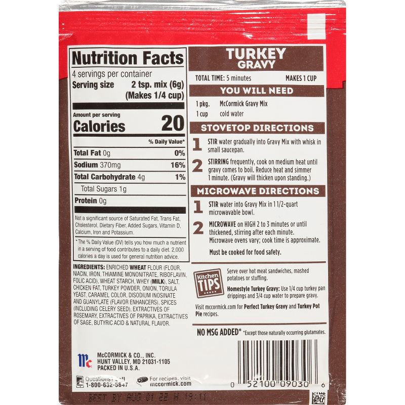 slide 20 of 22, McCormick Turkey Gravy Seasoning Mix - 0.87 oz, 0.87 oz