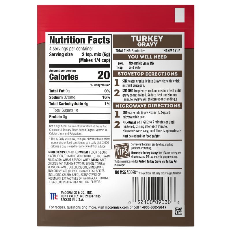 slide 22 of 22, McCormick Turkey Gravy Seasoning Mix - 0.87 oz, 0.87 oz