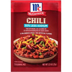 McCormick Less Sodium Chili Seasoning Mix - 1.25 oz