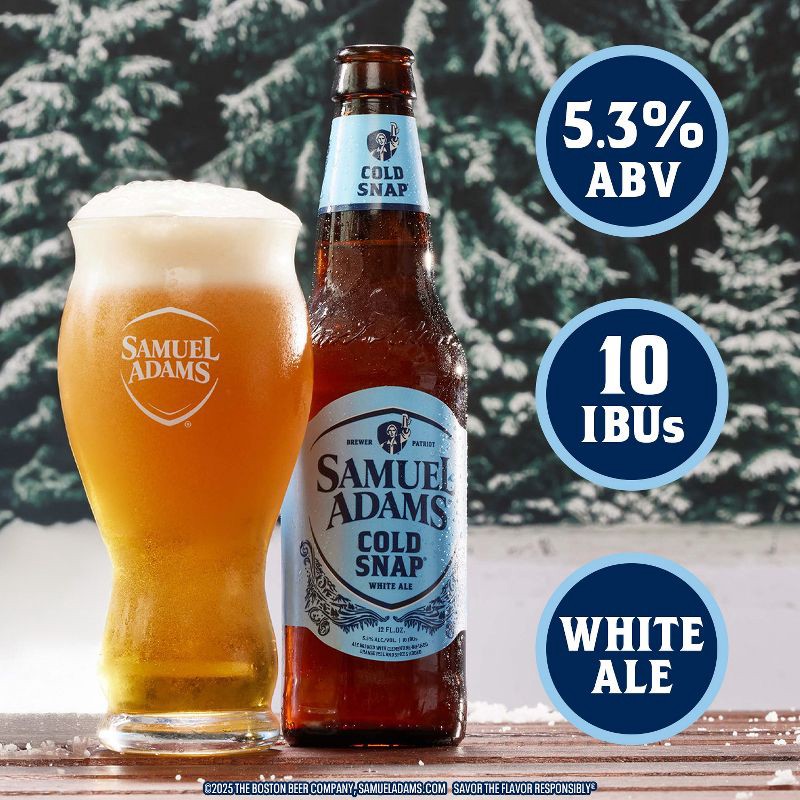 slide 4 of 9, Samuel Adams Cold Snap White Ale Seasonal Beer - 12pk/12 fl oz Bottles, 12 ct; 12 fl oz