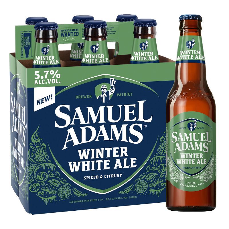 slide 1 of 7, Samuel Adams White Winter Ale Seasonal Beer - 6pk/12 fl oz Bottles, 6 ct; 12 fl oz