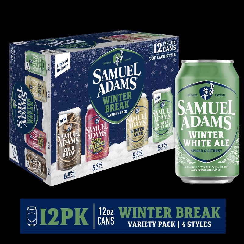 slide 8 of 8, Samuel Adams Winter Break Seasonal Variety Pack - 12pk/12 fl oz Cans, 12 ct; 12 fl oz
