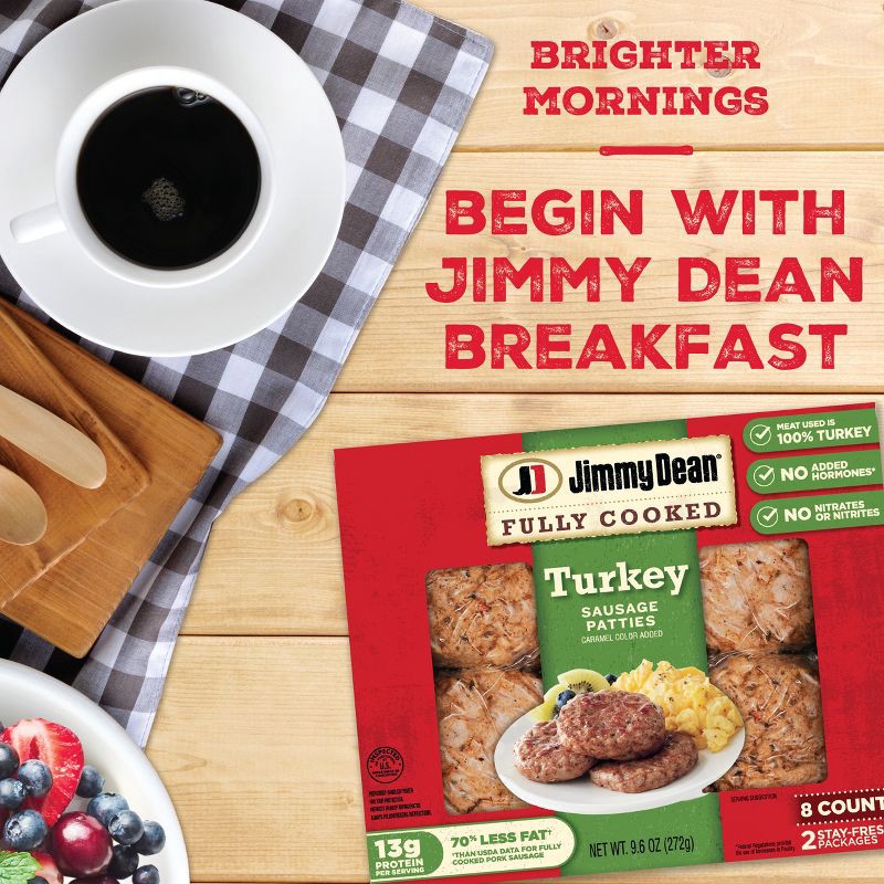 slide 2 of 6, Jimmy Dean Fully Cooked Turkey Sausage Patties - 9.6oz/8ct, 8 ct; 9.6 oz